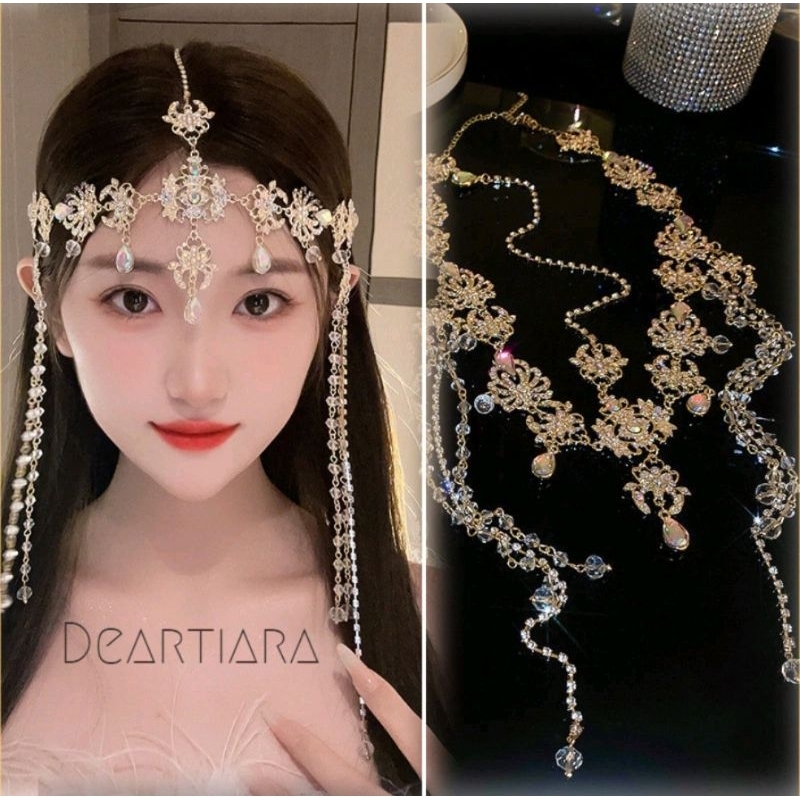 F5/5 HB-32ทอง พร้อมส่งในไทย สร้อยแต่งผมเจ้าสาว เจ้าหญิง สวยอลังการมากๆงานดี  สินค้าสต็อคในไทยพร้อมส่ง