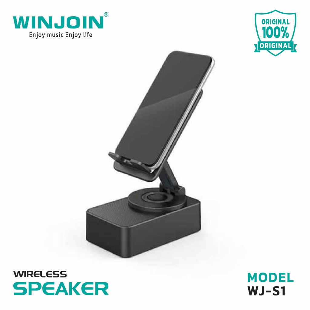 ลําโพงบลูทูธพร้อมขาตั้งโทรศัพท์ WINJOIN รุ่น WJ-S1 หมุนได้ 360 องศา มีแบตในตัว 500mah