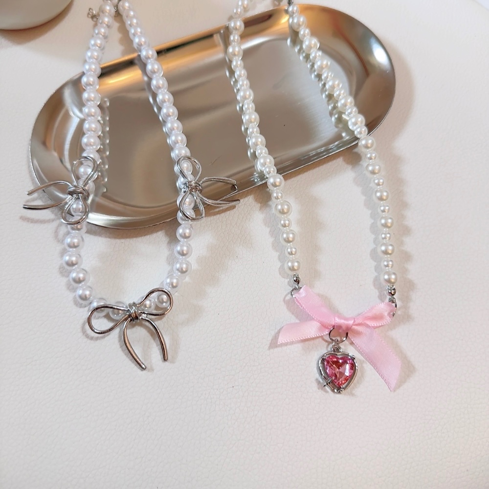 สร้อยมุก จี้โบว์ 🎀 2 แบบ พร้อมส่งค่ะ 🍒