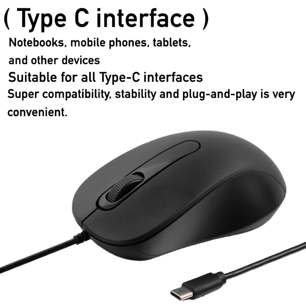 พร้อมส่ง Gaming Mouse  Type-C USB  1000DPI สําหรับอุปกรณ์ Type C อื่นๆ