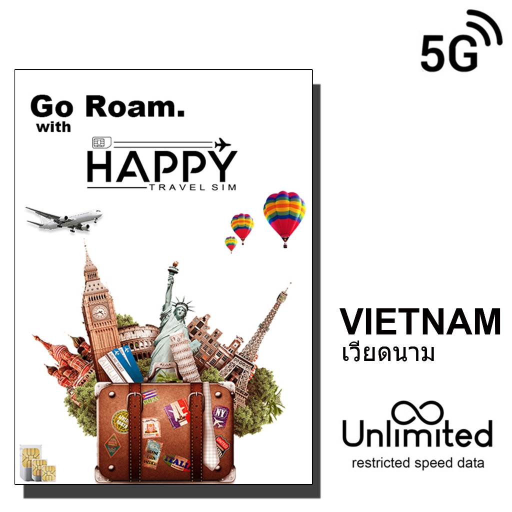 ซิมการ์ดท่องเที่ยวเวียดนาม Vietnam Travel Sim Card