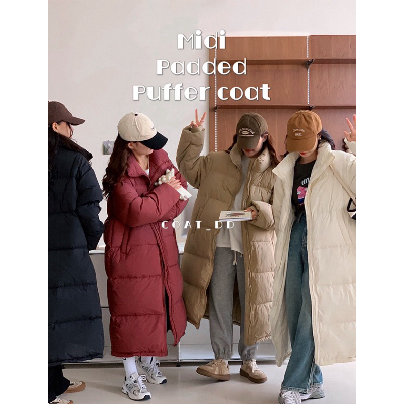 DD(no.03)💌✨🥯Midi Padded Puffer Coat🧺✨ 💌 พร้อมส่งค้าบ โค้ทตัวยาว กันหนาว กันลมได้ดี งานเบสิคที่ควรมีอ