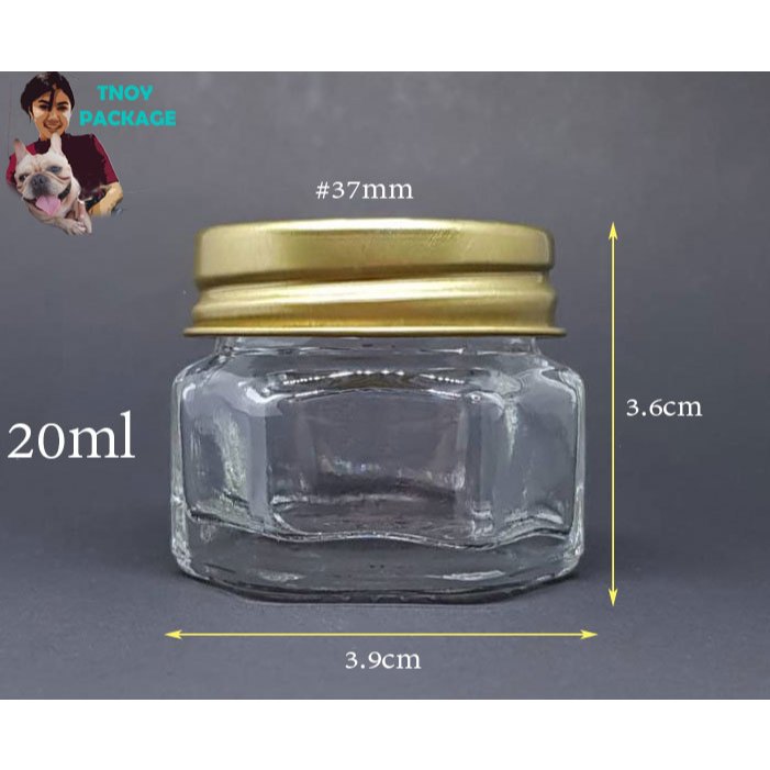 ขวด 20 มล.(50ใบ) ขวดแก้วหกเหลี่ยม 20ml / 20cc + ฝา#37mm (น้ำหนัก3กิโลกรัม) บรรจุภัณฑ์ (ส่งสินค้าทุกวัน จ-อ-พ-พฤ-ศ-ส)
