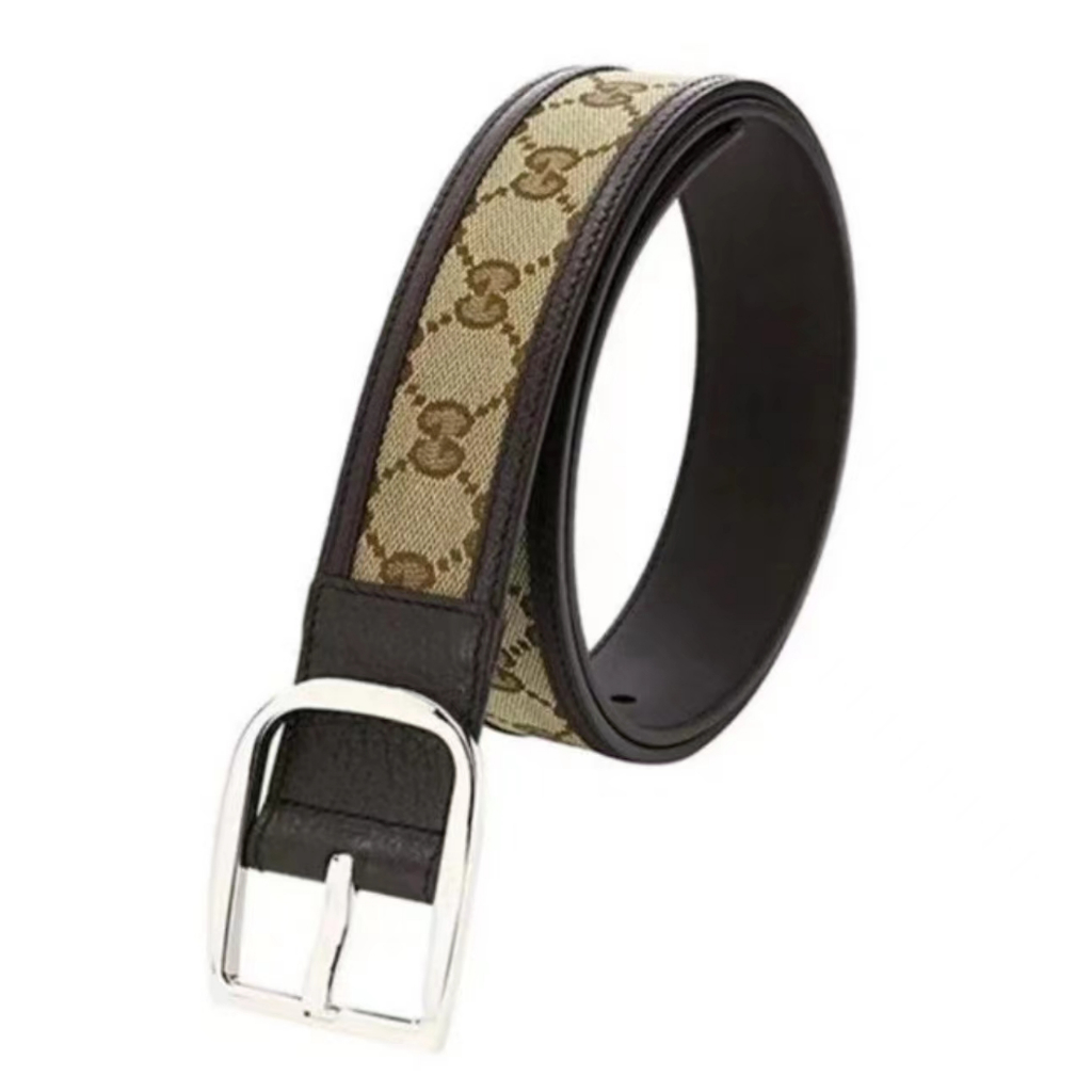 กุชชี่ GUCCI GG ดับเบิ้ลจี หัวเข็มขัด Men belt ผ้าใบ เข็มขัดผู้ชาย 4cm