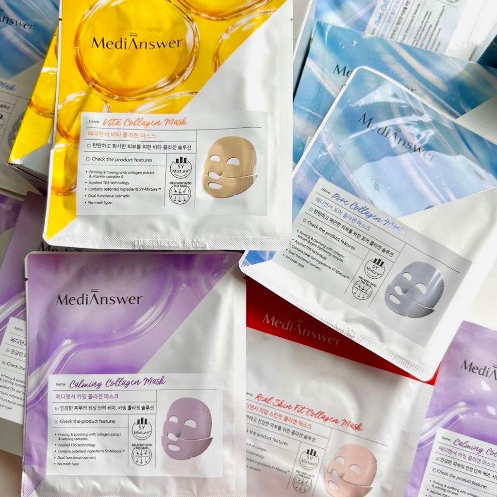 พร้อมส่ง MediAnswer Collagen Mask มาส์กเจลลี่คอลลาเจน 4 สูตรผิวกระจ่างใส Vita/Calming/Pore/Real Skin