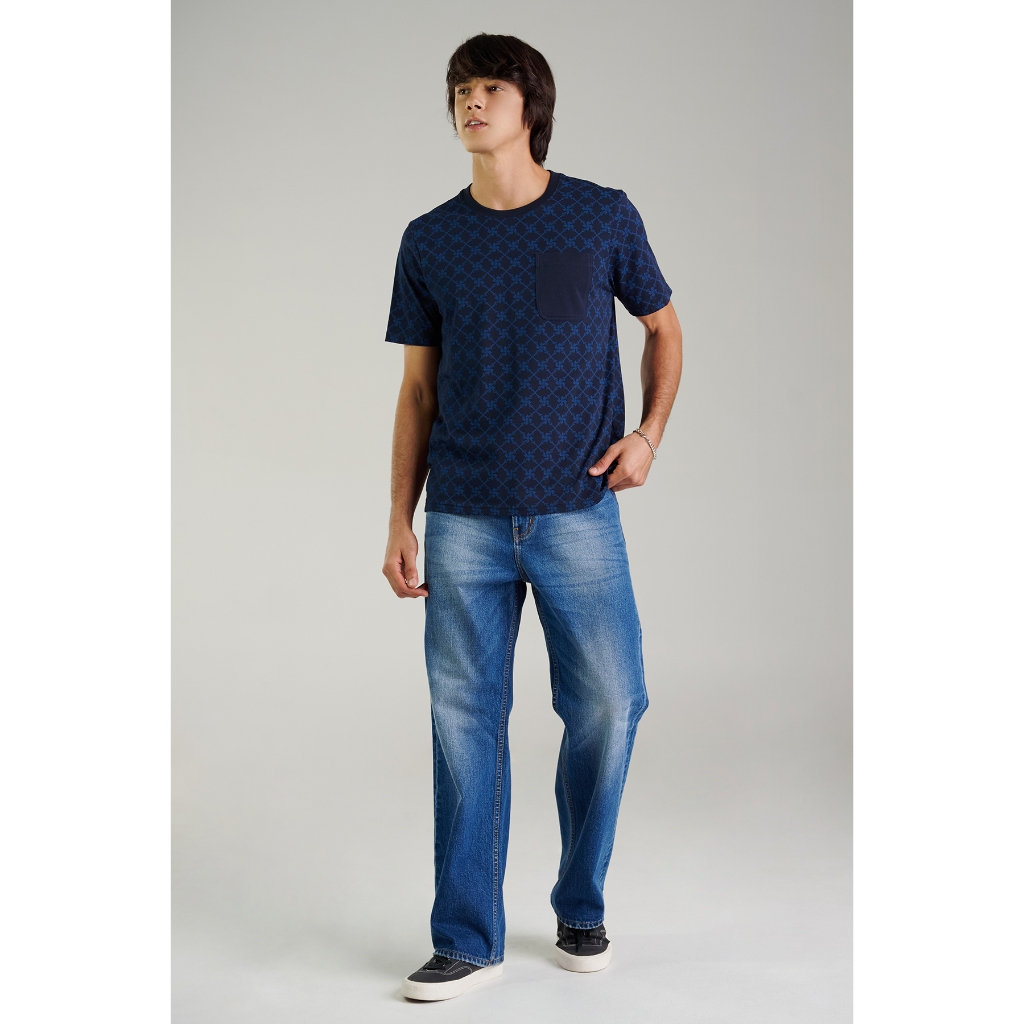 Mc jeans เสื้อยืดแขนสั้นผู้ชาย คอกลม สีกรม MTSZC39