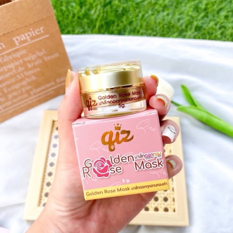 🩵 มาสก์ดอกทอง มาสก์ดอกกุหลาบทองคำ Qiz Golden Rose Mask 5 กรัม