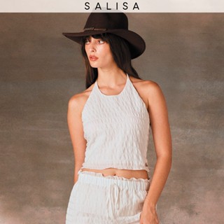 SALISA - HALTER PF24 Top White Soft Ruffle เสื้อคล้องคอ