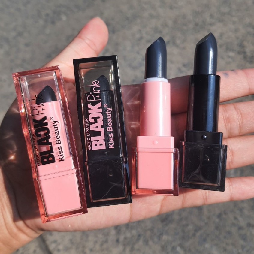 KissBeauty ลิปสติ๊กดำเปลี่ยนสีตามค่าPH Black&Pink ช่วยให้ริมฝีปากอมชมพู (1แถม1) NO.36229-03