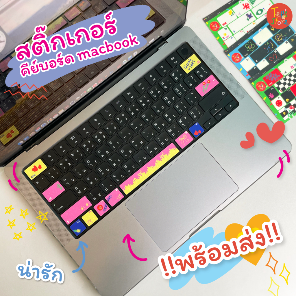 ((พร้อมส่ง)) สติ๊กเกอร์ติดแป้นพิมพ์น่ารักๆ กันน้ำ ลอกออกไม่ทิ้งคราบกาว l Tep's store