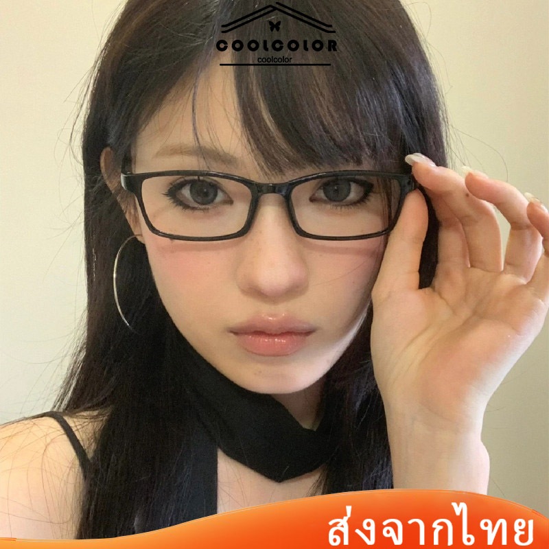 ในไทย💖แว่นตาสไตล์ญี่ปุ่นย้อนยุคแฟชั่นInsCOSสีดำเหลี่ยมกรอบแคบขนาดเล็กปาร์ตี้ตลกสําหรับผู้หญิง.coolcolor.th