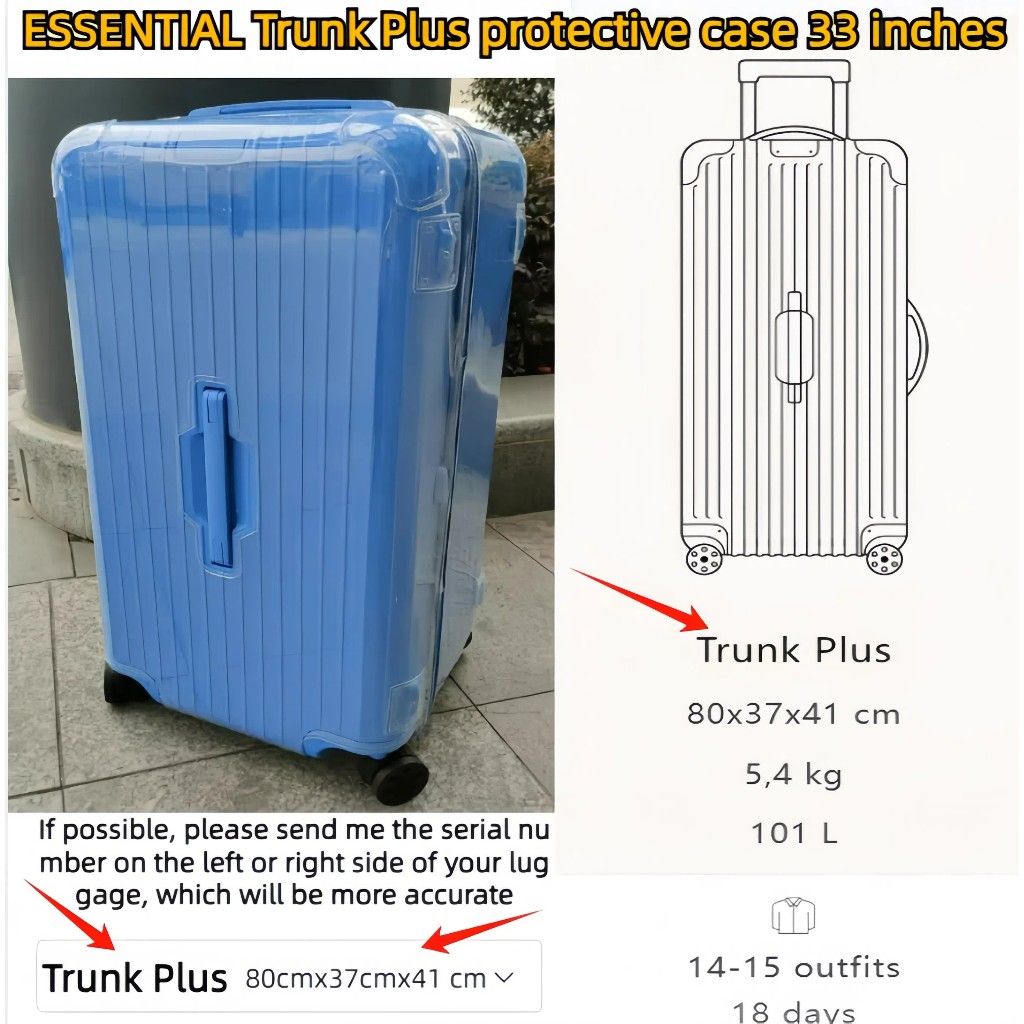 เหมาะสำหรับ Rimowa Essential lite ฝาครอบป้องกันโปร่งใสกระเป๋าเดินทาง rimowa Essential ผ้าคลุมกระเป๋าเดินทาง ใสกันน้ำ