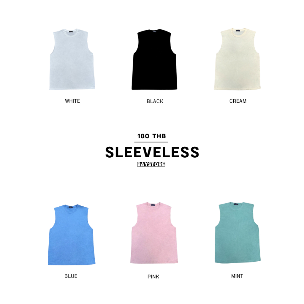 Baystore - Basic tank top เสื้อคอกลมแขนกุดสีพื้น