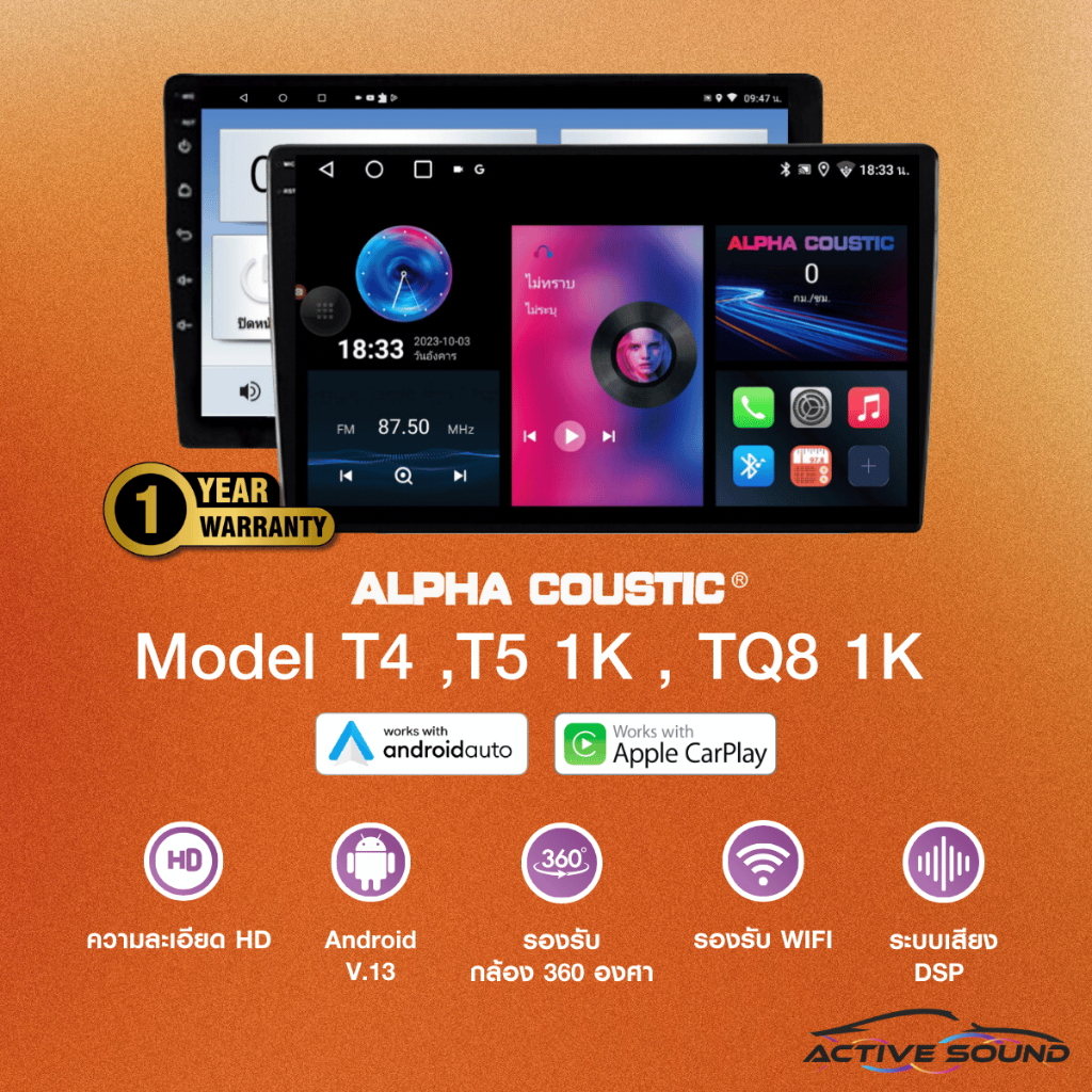 Alpha Coustic จอแอนดรอยด์ 9" ,10" Androidแท้ Ram 2 Rom 16และ32 CPU 4core จอแอนดรอยติดรถยนต์ Android