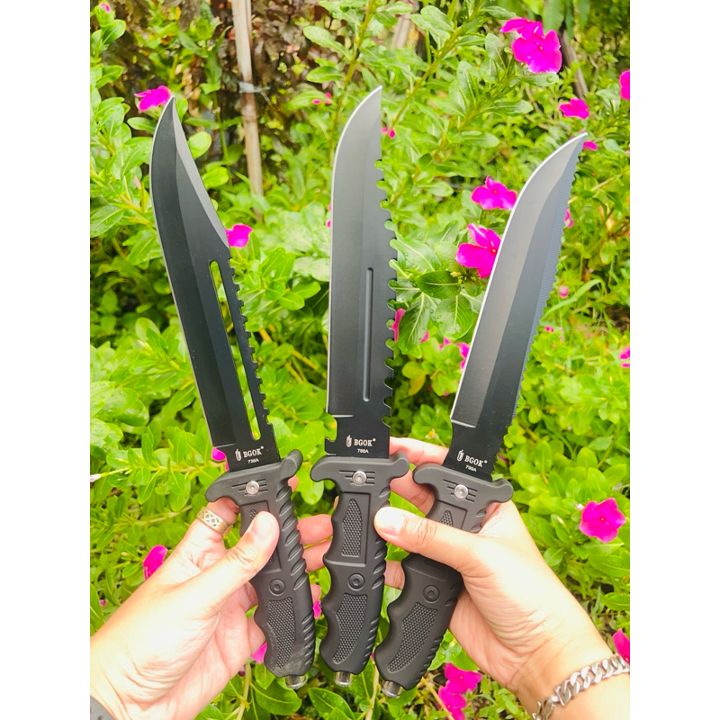 มีดพกเดินป่าแคมป์ปิ้งใบดำBgokพร้อมซอง