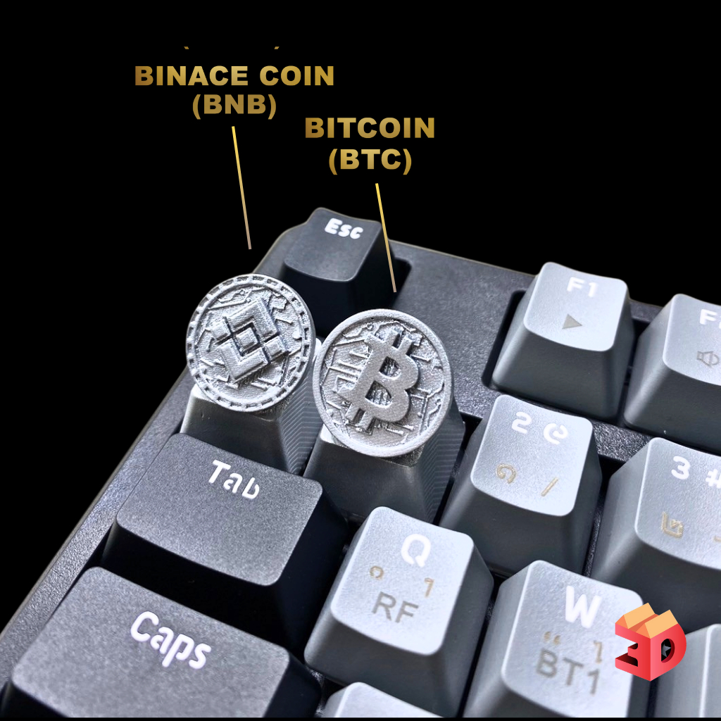 คีย์แคปคริปโทเคอร์เรนซี (Cryptocurrency Keycap) Bitcoin Cardno Dogecoin Ethereum Binance Logo