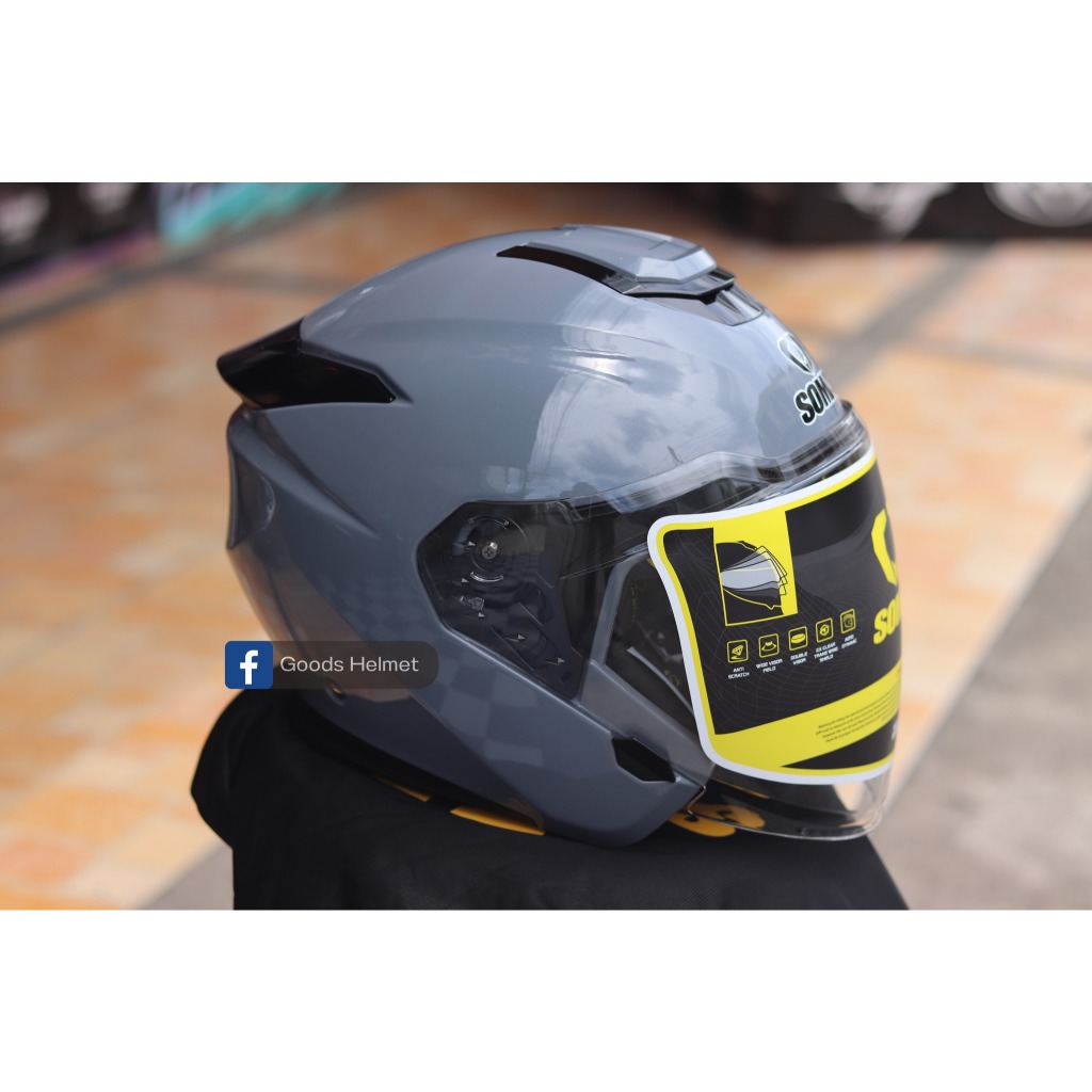 หมวกกันน็อคครึ่งใบแว่น 2 ชั้น Soman SM527