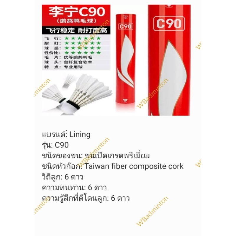 ลูกแบด Li-ning (หลี่หนิง)No.90 ของแท้ 100% วิถีแม่นยำ ทน ผลิตประเทศจีน