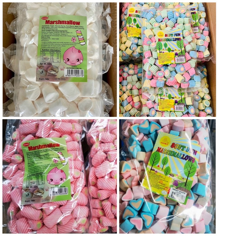 Marshmallow 500กรัม(ฮาลาล) มาชเมลโล หลากหลายแบบ หลายรสชาติ