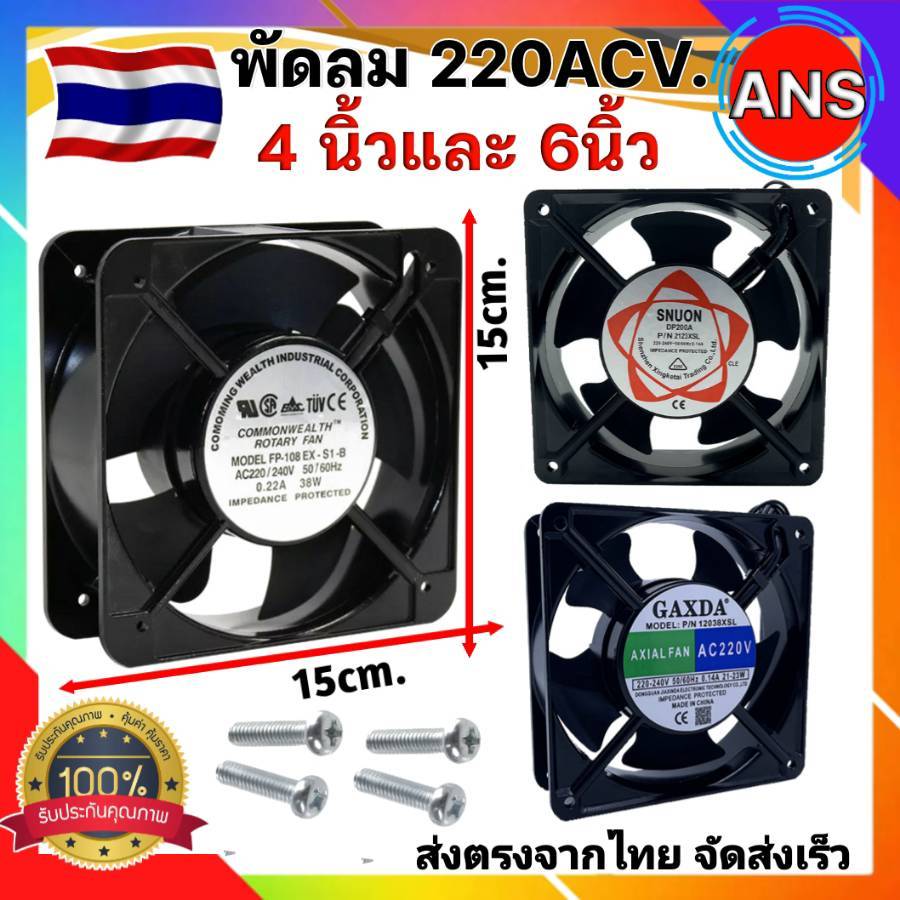 พัดลม4.8และ6นิ้ว พัดลมระบายความร้อน ระบายอากาศ ใช้ไฟบ้าน 220V-240V พัดลมตู้ RACK พัดลมDIY ตู้คอนโทรล