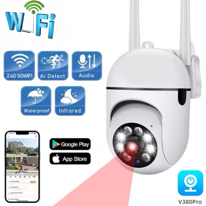 xaomiกล้องวงจรปิด V380ไร้สายกันน้ํา เสียงสองทาการตรวจจับการเคลื่อนไหว 360°PTZ กล้องวงจร Full HD wifi Camera