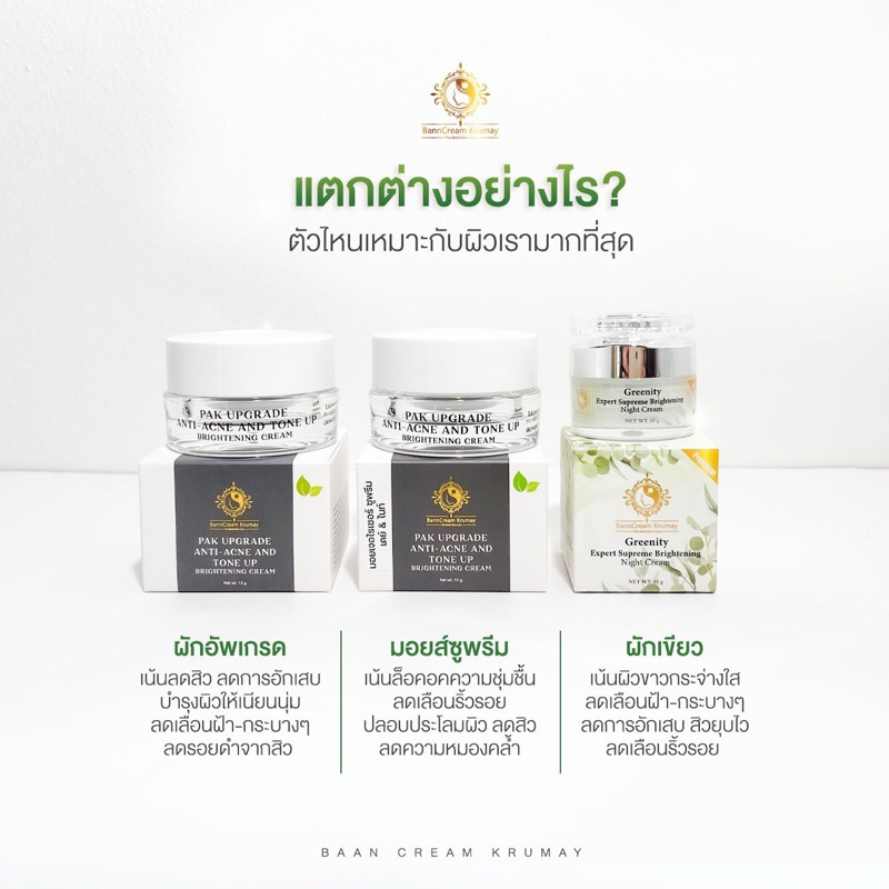 ครีมผักหน้าใส ทุกสูตร🥬บ้านครีมครูเมย์(มีบัตรตัวแทน)(พร้อมส่ง+ มีของแถม)