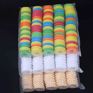 โรลเก็บสายหน้า ลายไม้ สีขาว คละสี แพค 10 ชิ้น โรลเก็บสายเมน ตกกุ้ง ตกปลา