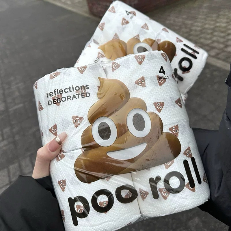 กระดาษทิชชูกระดาษชำระลายอุนจิ poopoo เกรดดีลายน่ารักมากขายเป็นม้วน