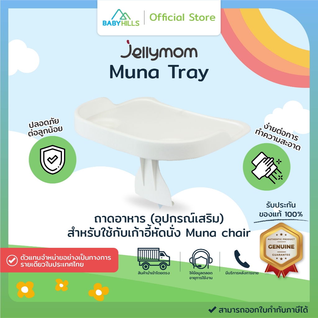 Jellymom - Muna Tray ถาดอาหารเด็ก จานข้าวเด็ก อุปกรณ์เสริมสำหรับเก้าอี้หัดนั่ง Muna Chair ง่ายต่อการทำความสะอาด