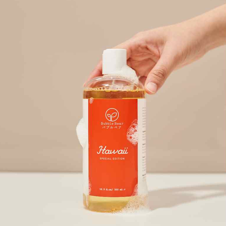 Bubble Bear Hawaii 500ml แชมพูสุนัขและแมว บับเบิ้ลแบร์ ฮาวาย สำหรับแพ้ง่าย ลดขนร่วง หอมยาวนาน ไม้แพ้ ปลอดภัย แบบขวด