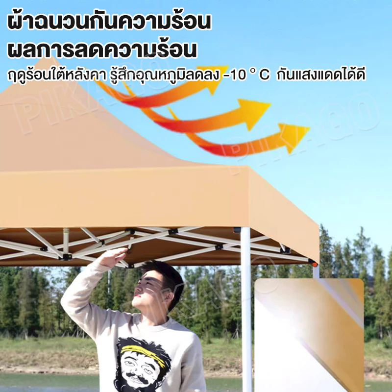 เต็นท์ขายของ เต็นท์ตลาดนัด 2x2 2x3 3x3เมตร ผ้าแคนวาส โครงเหล็กหนา thumbnail 7