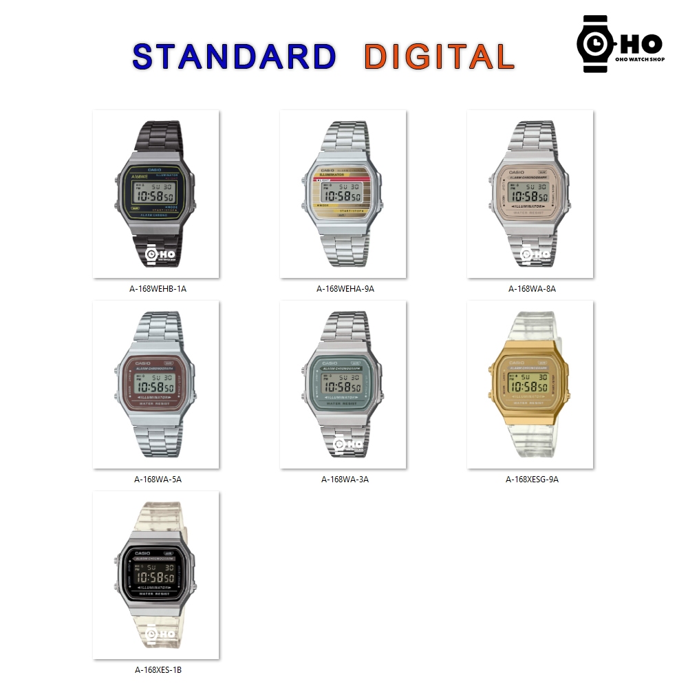 CASIO รุ่น A168WG-9W A168WEGB-1 A168WGG A168WEHB-1A A168WEHA-9A รับประกัน 1 ปี A168WG A168 A168WEMB 
