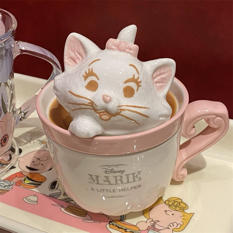 พร้อมส่งจากไทย💖Little art Mug แก้วเซรามิก แก้วกาแฟลายแมว น้อง Marie cat น่ารักจนใจเจ็บ 🐱🩷
