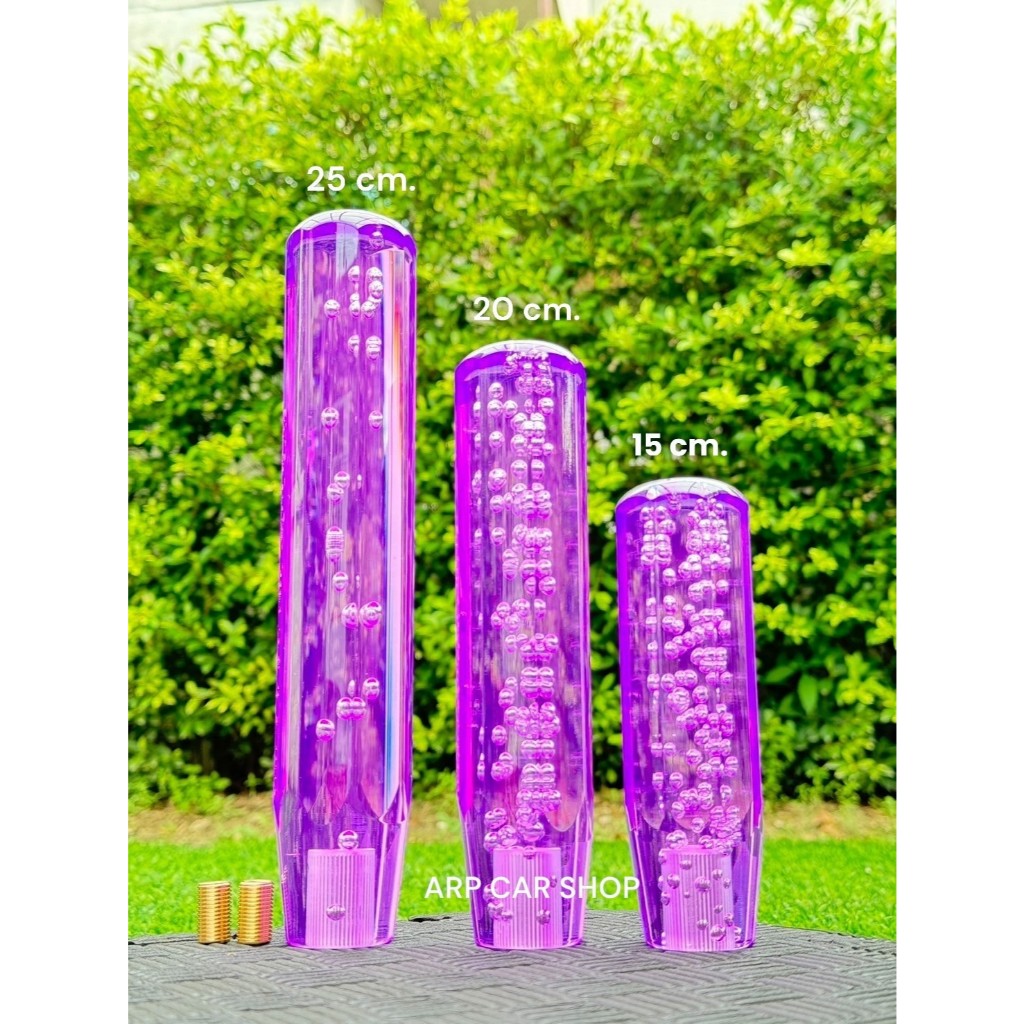 หัวเกียร์ คริสตัล (สีม่วง ทรงเหลี่ยม) แบบเกลียว ใส่ได้ทุกรุ่น รถเก๋ง รถกะบะ รถบรรทุก (ยกเว้นเกียร์ออโต้แบบมีปุ่มกด)