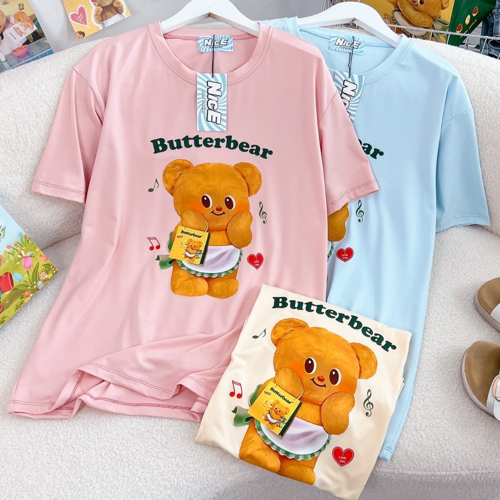 เสื้อยืดแฟชั่น ผ้านิ่ม ลาย น้องหมีเนย น่ารัก  Butter bear