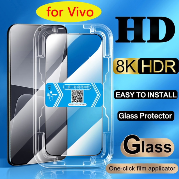 กระจกเทมเปอร์พร้อมกรอบป้องกัน กันรอยนิ้วมือ for Vivo Y21 Y20 Y36 Y19 Y16 Y02S Y03 Y30 Y33S Y52S Y20S 4G 5G Y21s y21