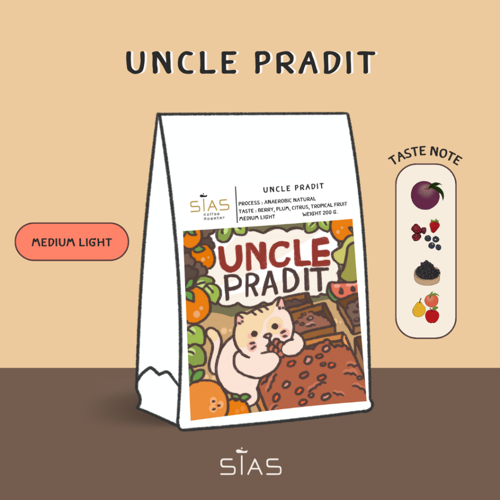เมล็ดกาแฟคั่ว Uncle Pradit By Sias koffee Roaster
