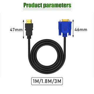 ร้านอยู่ที่ไทย ต่อทีวี！！สายแปลง HDMI to VGA 1/1.8/3เมรต รองรับ Full HD 1080p โปรเจคเตอร์ หน้าจอแสดงผล