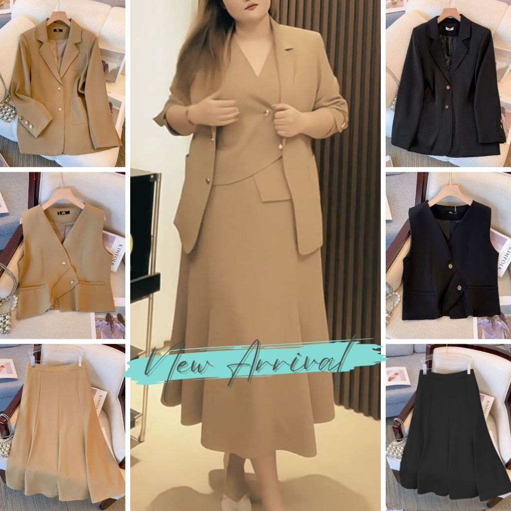 41-2285 เซ็ต 3 ชิ้นเสื้อสูททำงานขนาดใหญ่พิเศษ ****ใหญ่พิเศษอก 46-64 นิ้ว***** แบรนด์ Lady and the trim ขายแยกชิ้นนะคะ