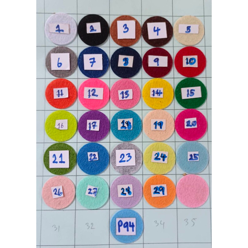 KHMรหัส173 ผ้าสักหลาดตัดวงกลม 3 ซม.(แบบแข็ง) 20 ชิ้น 8 บาท(สั่งได้พ่อค้าตัดเอง)