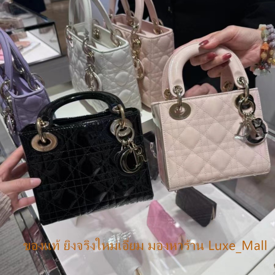 ของแท้ ยิงจริงใหม่เอี่ยม DIOR LADY mini Lady Dior กระเป๋า กระเป๋าถือ กระเป๋าโซ่ M0505 กระเป๋าสะพายข้