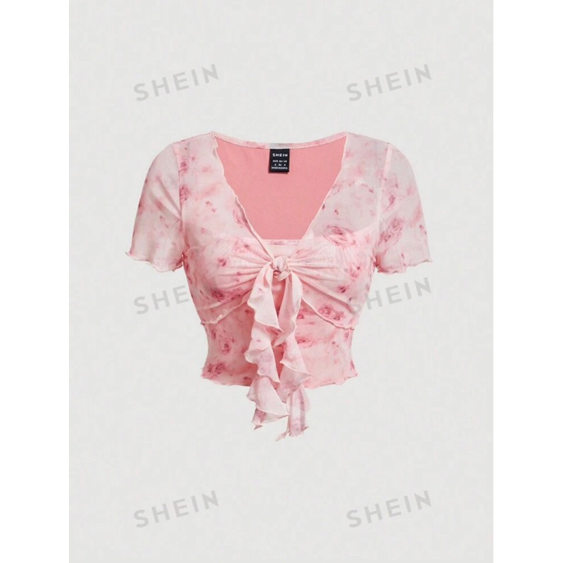 เสื้อสาวอวบ เสื้อผูกโบว์ shein