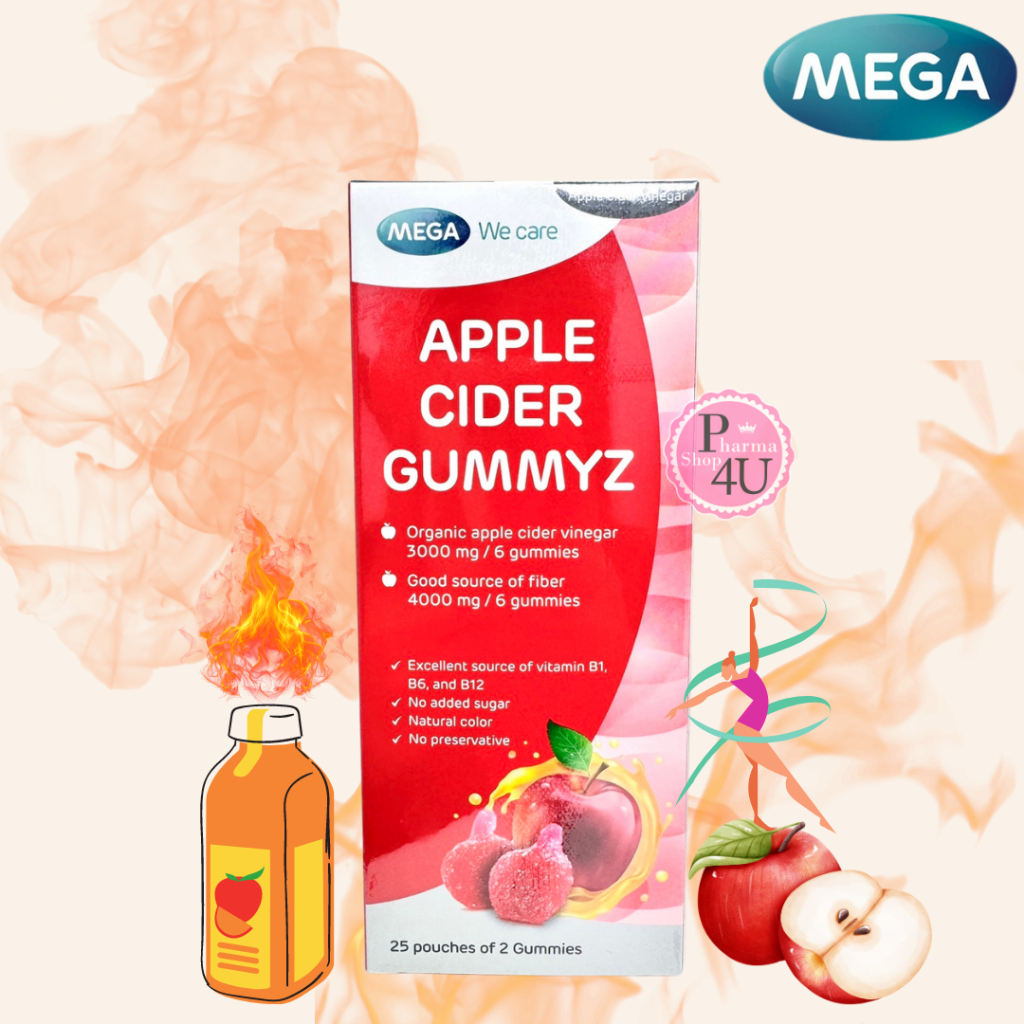 MEGA We Care Apple C ider Gummyz แอปเปิ้ลกัมมี่ (ผลิตภัณฑ์อาหารเสริม) ดูแลรูปร่างระบบเผาผลาญ [11975]