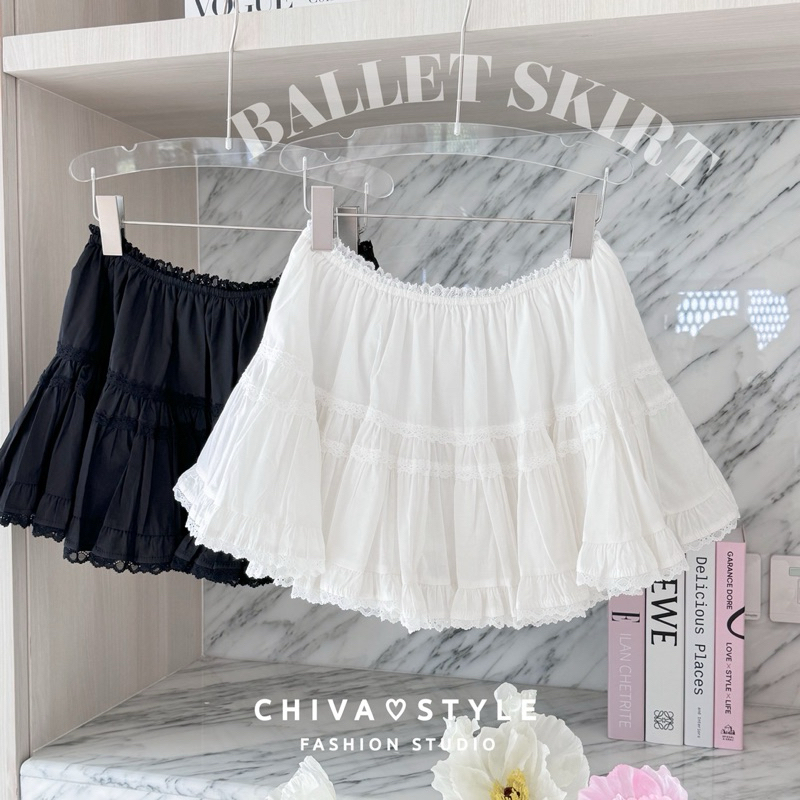 -𝐂𝐡𝐢𝐯𝐚- พร้อมส่ง Ballet skirt | กระโปรงลูกไม้ทรงบัลเล่ต์(มีซับในกางเกง)