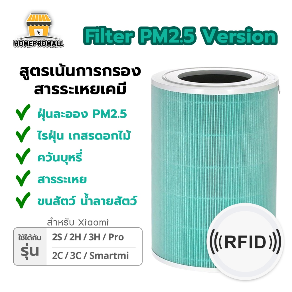 มี RFID ไส้กรองอากาศสีเขียว Purifier Filter ใช้ได้กับรุ่น Xiaomi 1/2/Pro/2S/2H/3H/2C/3C/Pro