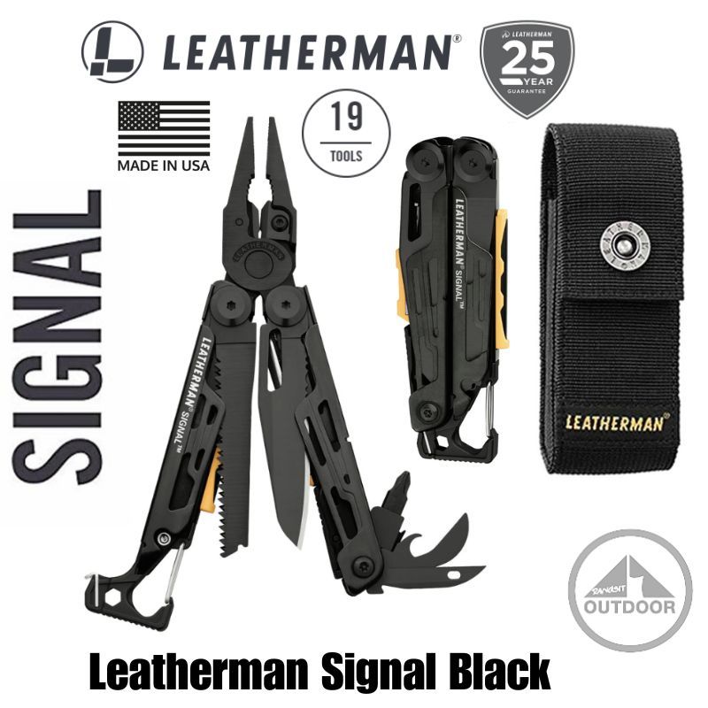 Leatherman Signal #Black | Multi Tool Stainless | 19 Tools เครื่องมือพกพาสำหรับนักเดินป่า