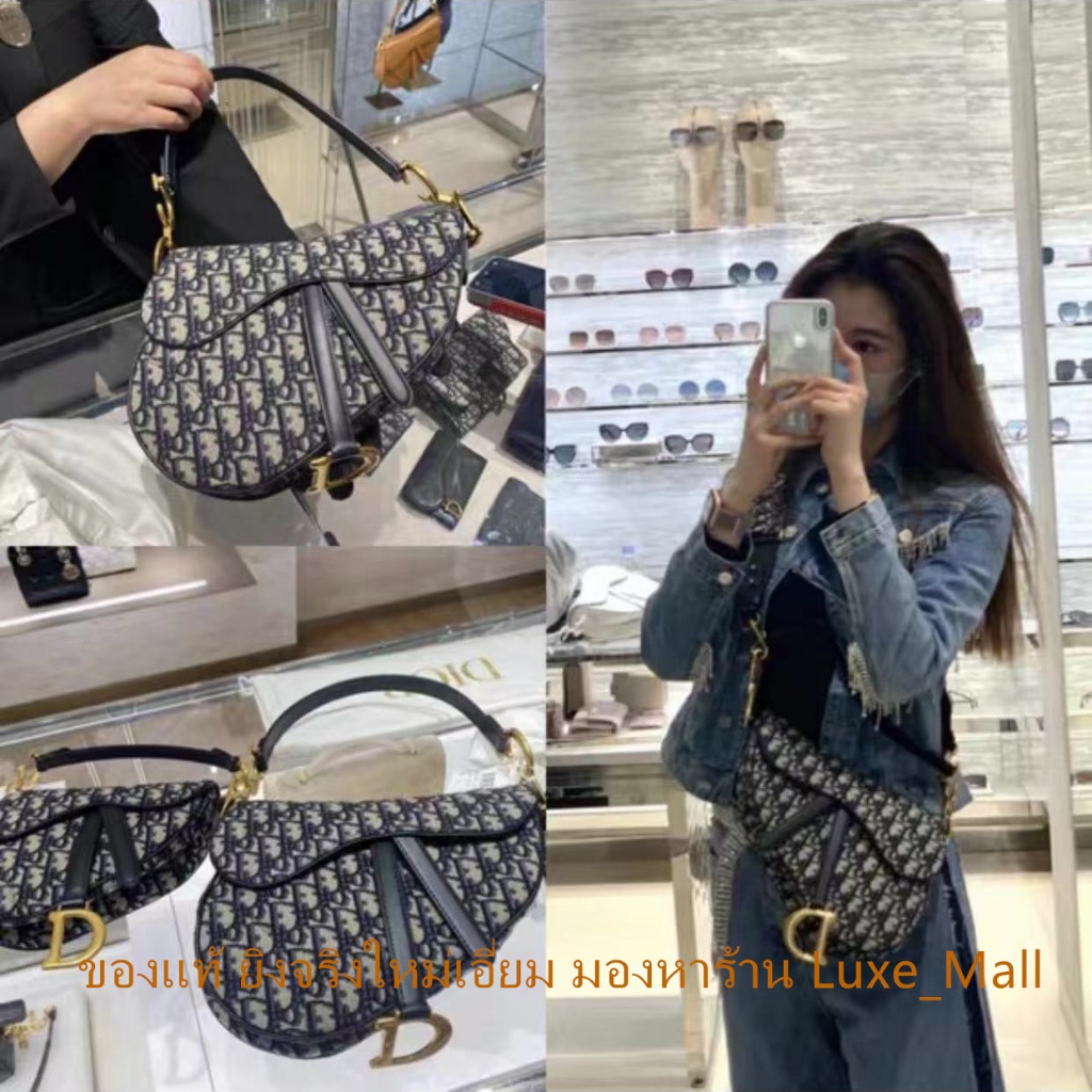 ของแท้ ยิงจริงใหม่เอี่ยม DIOR Dior กระเป๋าอาน (มีสายสะพาย) กระเป๋าถือ กระเป๋าสะพาย crossbody M0455