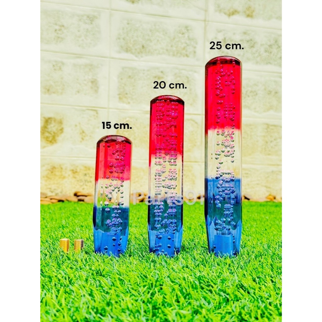 หัวเกียร์ คริสตัล (สีธงชาติ ทรงเหลี่ยม) แบบเกลียว ใส่ได้ทุกรุ่น รถเก๋ง รถกะบะ รถบรรทุก (ยกเว้นเกียร์ออโต้แบบมีปุ่มกด)