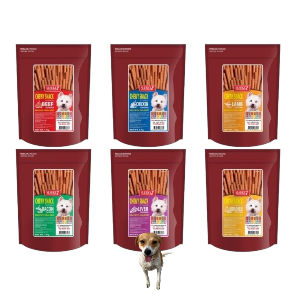 Sleeky Chewy Stick Dog Snack สลิคกี้ ชิววี่สแน็ค แบบแท่ง แพ็คใหญ่ 1 KG