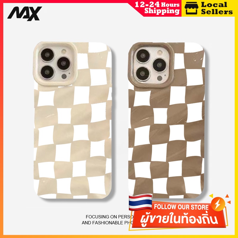 ส่งจากไทยเคส iphone 7P 8P 11 13 14 Pro Max กล้องป้องกันมิตรกับสิ่งแวดล้อมกันกระแทกดอก ตารางสแควร์